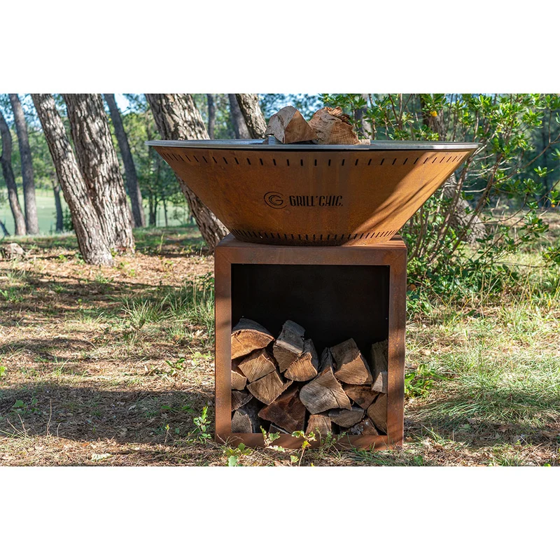 Brasero Classique 100 x 90 cm CORTEN Double Cuve - GRILL CHIC