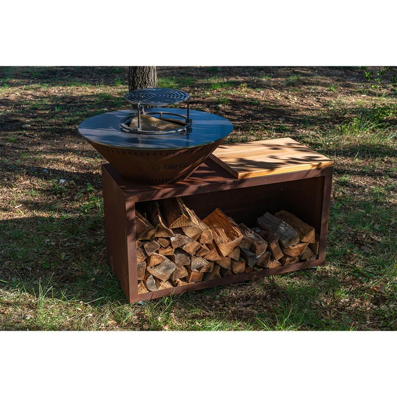 Brasero Traditionnel 80 x 90 cm CORTEN Double Cuve - GRILL CHIC
