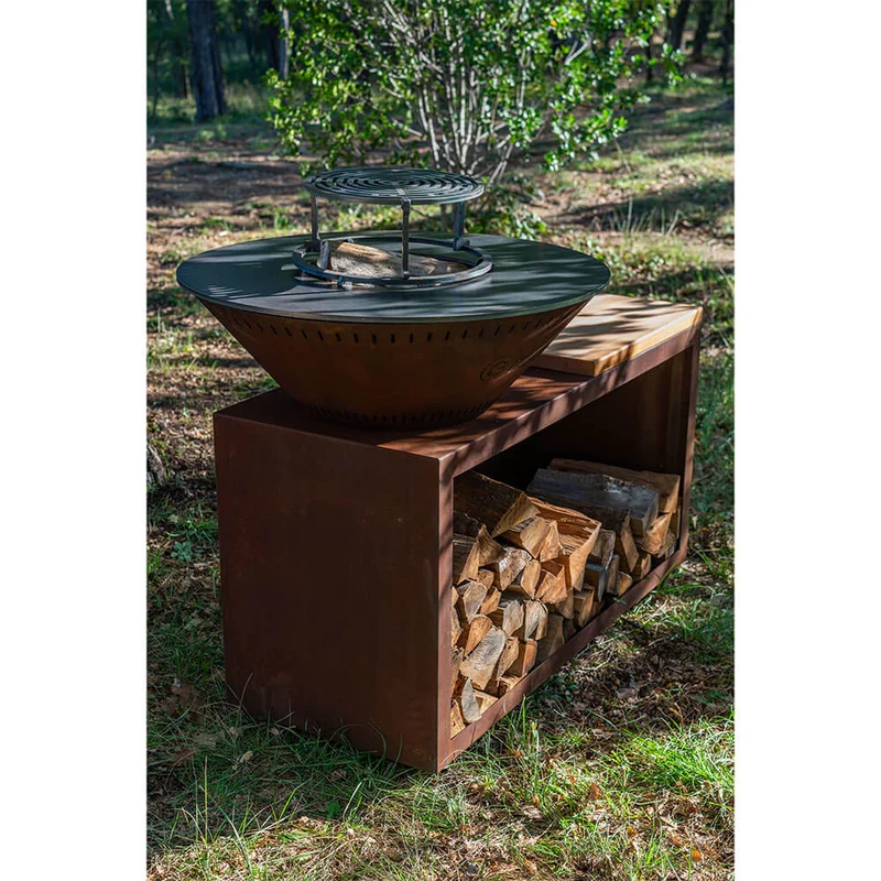 Brasero Traditionnel 80 x 90 cm CORTEN Double Cuve - GRILL CHIC
