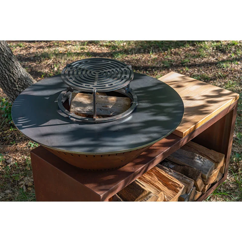 Brasero Traditionnel 80 x 90 cm CORTEN Double Cuve - GRILL CHIC