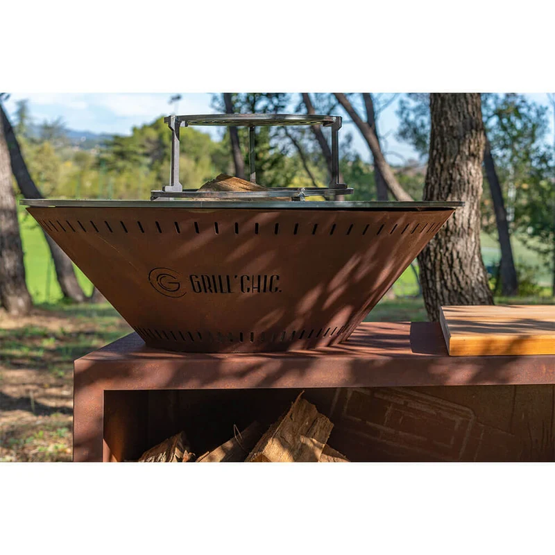 Brasero Traditionnel 80 x 90 cm CORTEN Double Cuve - GRILL CHIC