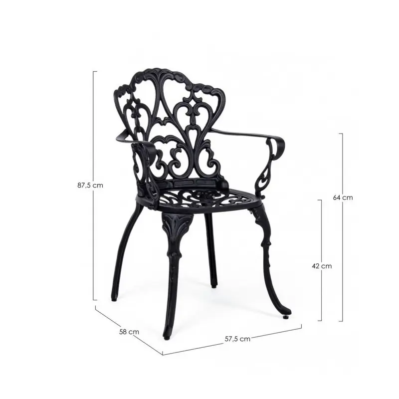 Chaise d'extérieur Victoria en aluminium anthracite cm 57,5x 58x 87,5h