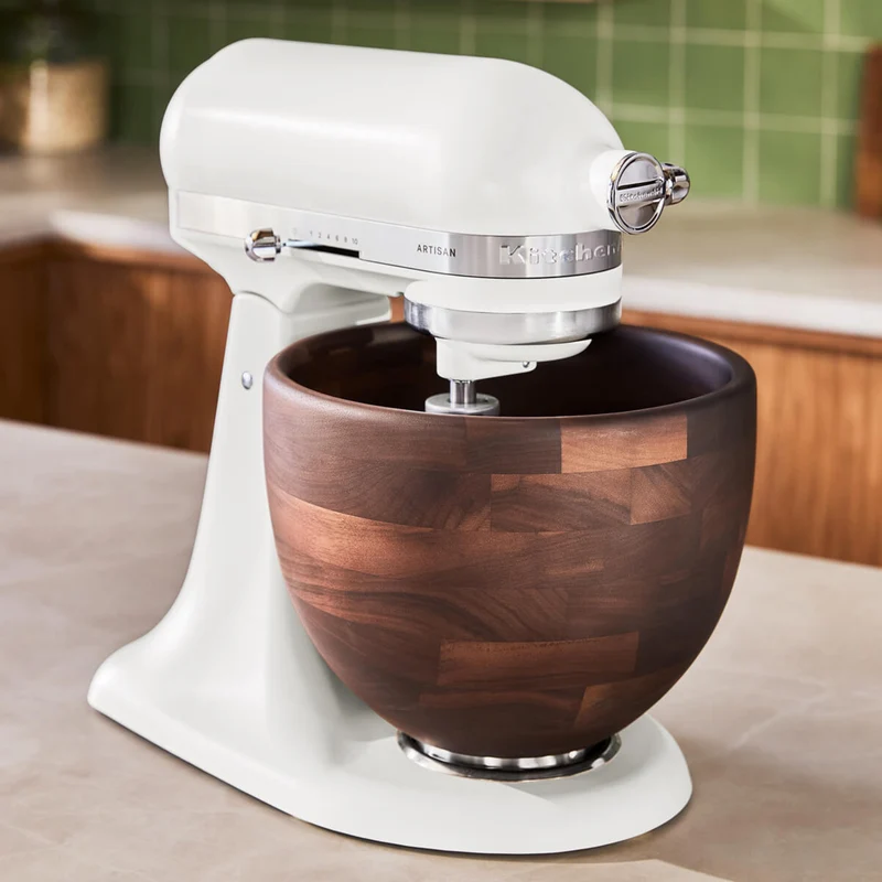 Batteur sur socle Artisan Porcelaine avec bol en noyer 5 pintes - KitchenAid