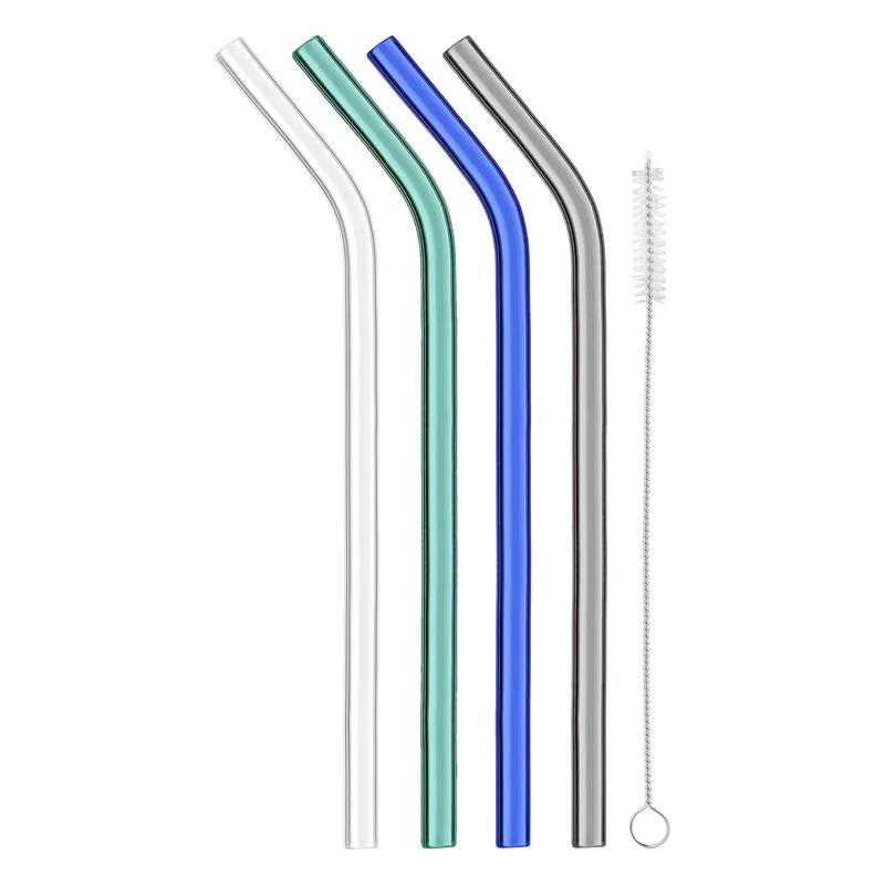 Ensemble de 4 pailles réutilisables en verre borosilicate – Final Touch