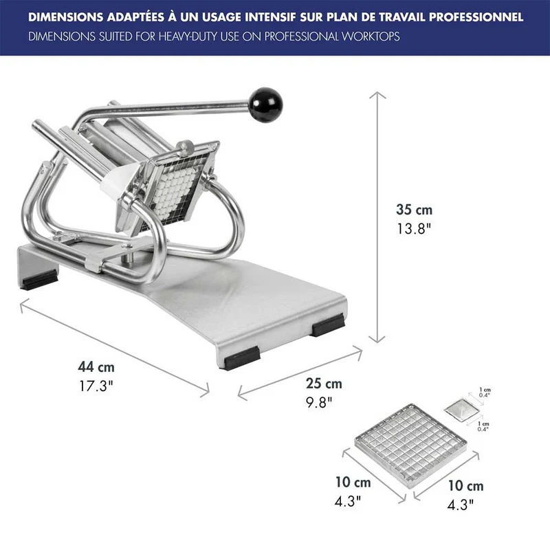 Coupe-Frites Professionnel inox - couteau inox + poussoir 6 mm - Louis Tellier