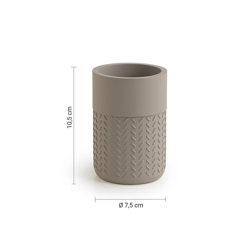 Portaspazzolini Thea in resina grigio / verde cm 10,5 x 7,5 x 7,5