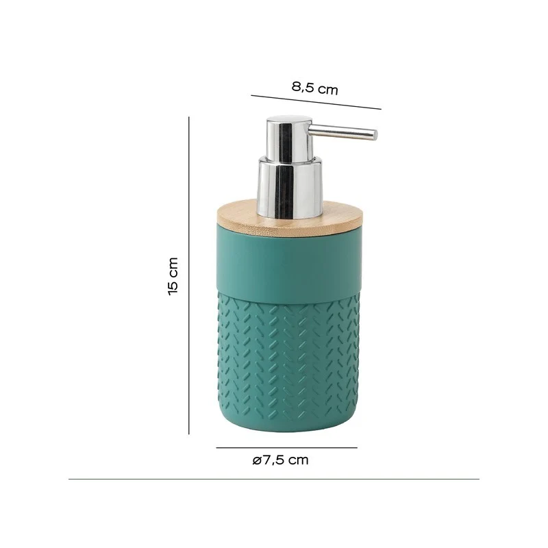 Dosasapone Thea in resina e bambù verde/naturale 15 x 8,5 x 7,5 cm