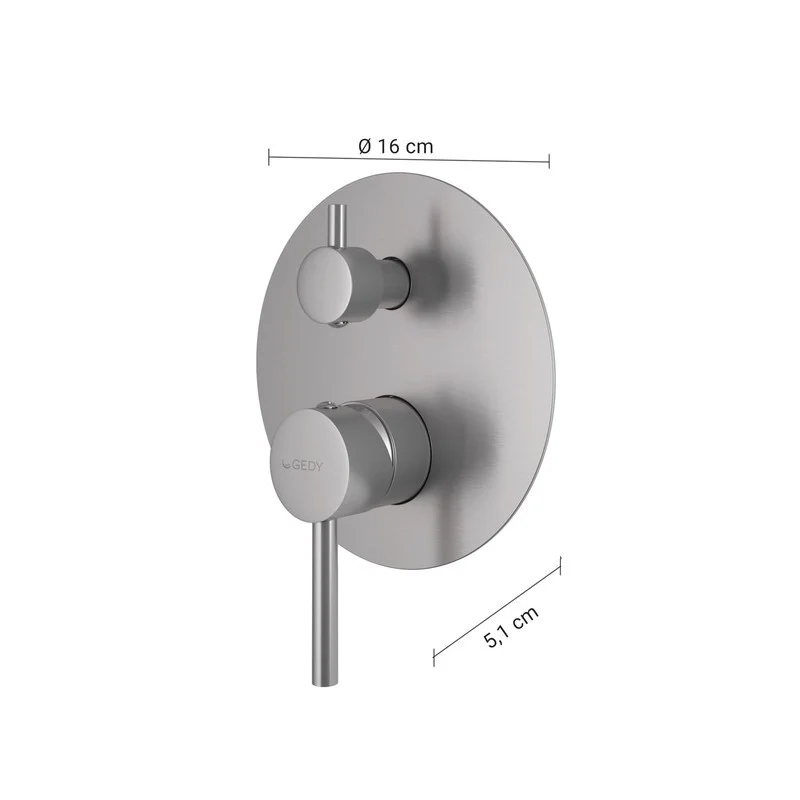 Miscelatore da incasso per doccia con deviatore Garda gun metal 16 x 16 x 5,1 cm