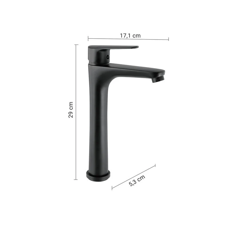 Miscelatore Como alto per lavabo nero matt 29 x 5,3 x 17,1 cm