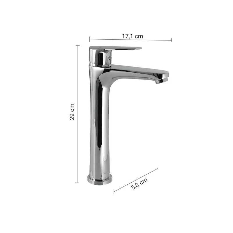 Miscelatore Como alto per lavabo cromo 29 x 5,3 x 17,1 cm