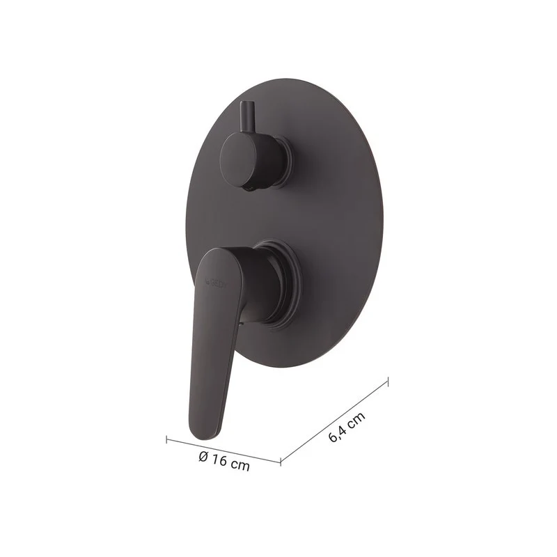 Miscelatore da incasso per doccia con deviatore Como nero matt 16 x 6,4 x 6,4 cm