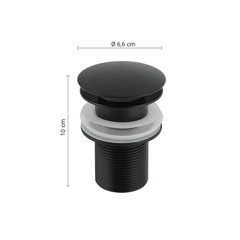 Piletta clic clac 03 in acciaio inox nero matt universale 9-10 x 6 x 6 cm