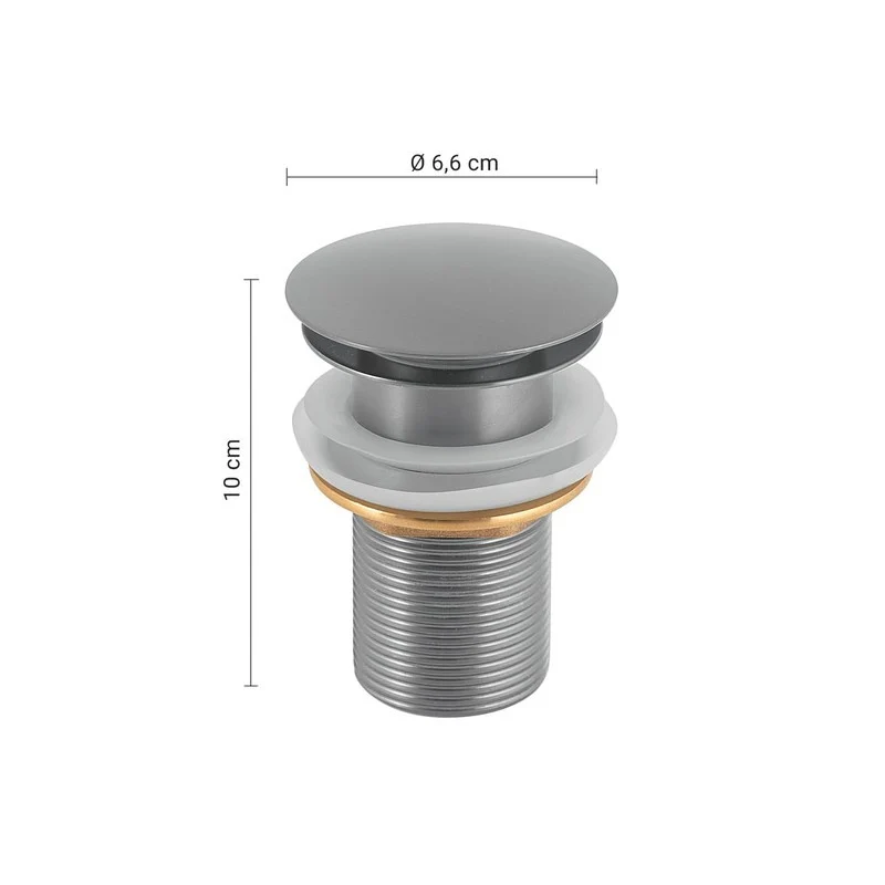 Piletta clic clac 02 in acciaio inox spazzolato universale 9-10 x 6 x 6 cm