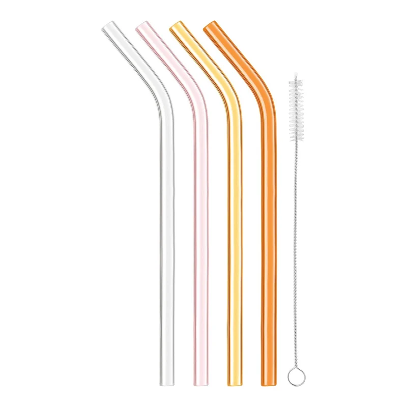 Ensemble de 4 pailles réutilisables en verre borosilicate – Final Touch
