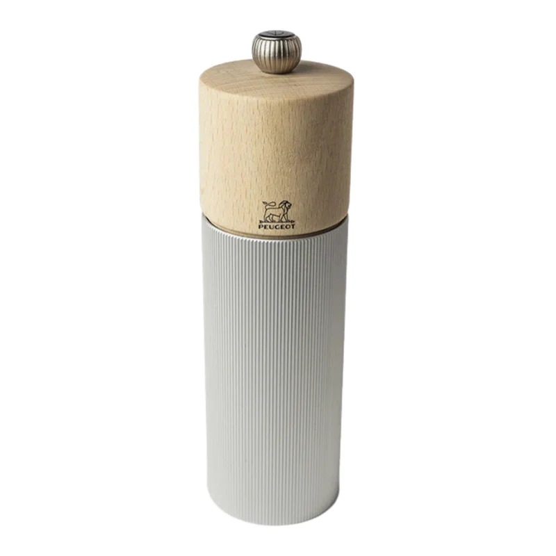 Moulin à sel manuel Line en aluminium et bois de hêtre 18 cm – Peugeot