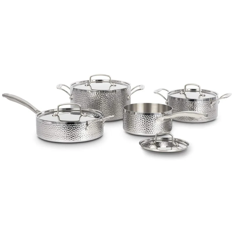 Batterie de cuisine inox martelé tri-ply 8 pièces – Cuisinart