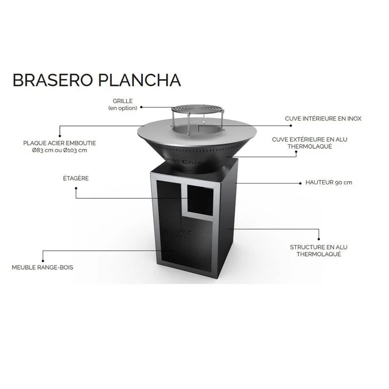 Brasero Classique 83 x 90 cm ALU Double Cuve - GRILL CHIC
