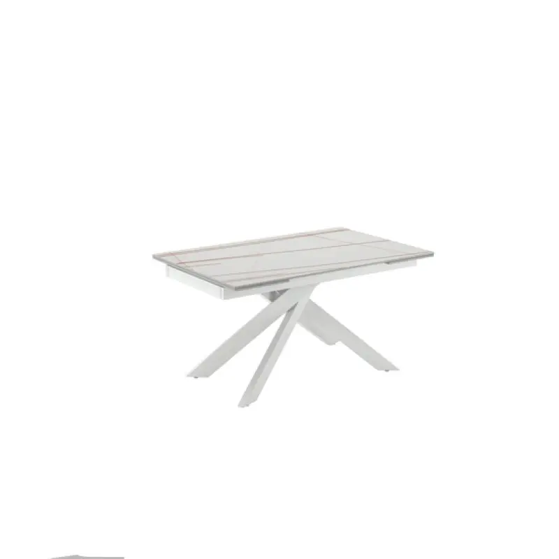 Table extensible Ares 140-200 cm x 80x76h céramique effet marbre blanc