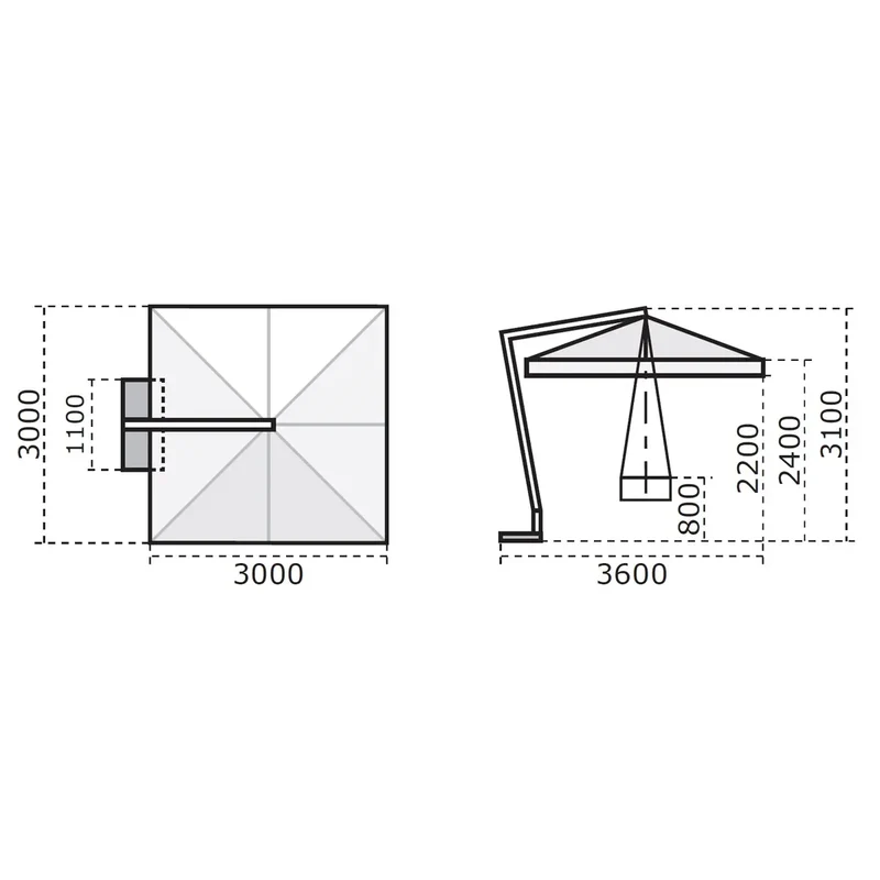 Ombrellone a braccio Leonardo 3x3 ecrù