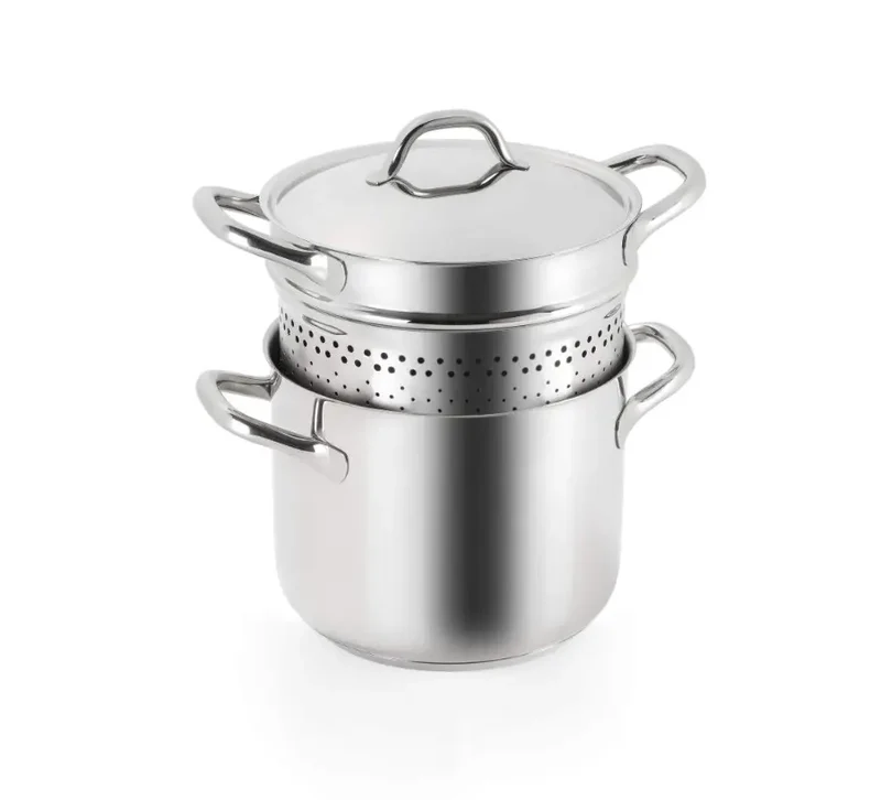 Spaghettiera con coperchio Ø 22 cm in acciaio inox 18/10