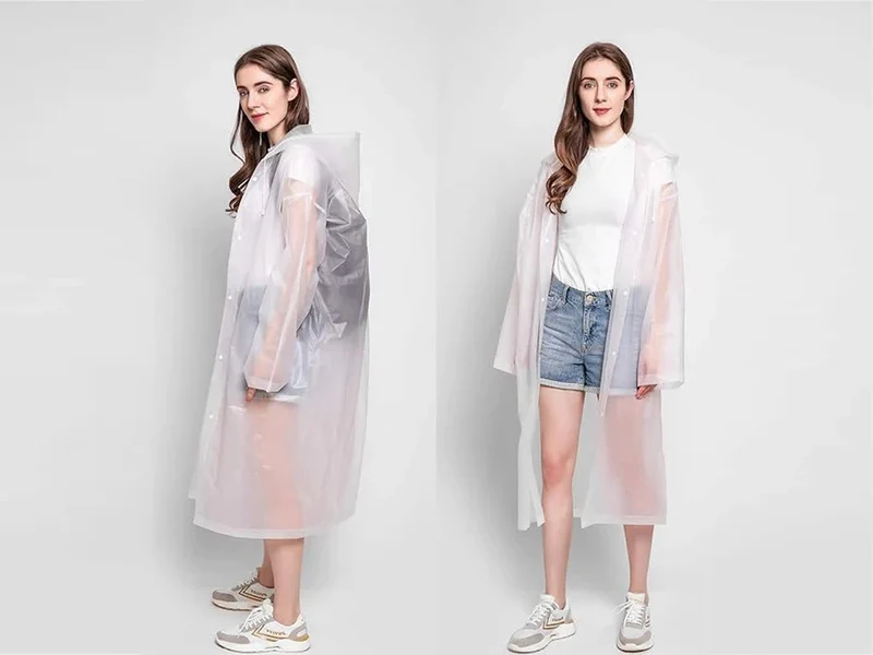 Wasserdicht Regenjacke Raincoat Regenmantel mit Kapuze Regenschutz Regenponcho