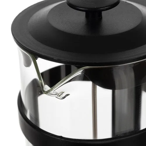 French Press Kaffeebereiter 1L – 8 Tassen aus Glas & Edelstahl, Schwarz, Spülmaschinenfest