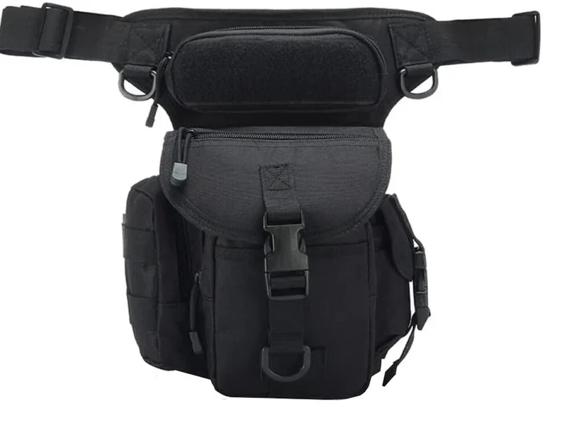 Herren Beintasche Outdoor Motorrad Hüfttasche Tactical Schwarz mit vielen Fächern