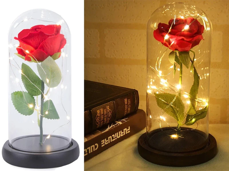 Romantische LED Rose im Glas Geschenkidee Geburtstag Valentinstag Jahrestag 💕-
