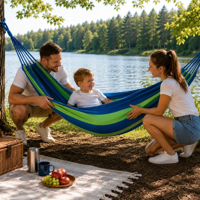 Garten Hängematte 200 × 80 cm bis 200 kg – Camping Hängematte mit Tragetasche & Befestigungsseilen