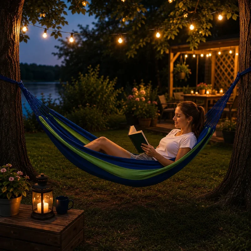 Garten Hängematte 200 × 80 cm bis 200 kg – Camping Hängematte mit Tragetasche & Befestigungsseilen