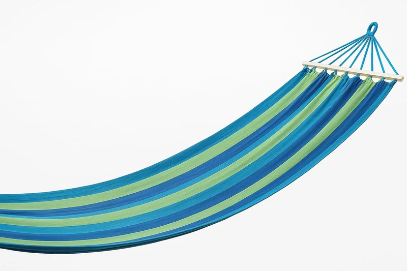 Garten Hängematte 200x80cm mit Holzstab & Seilen – Baumwolle, 150kg