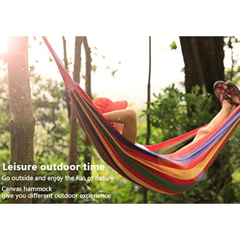 Hängematte Baumwolle 200x80cm Rot – Outdoor Garten Balkon 120kg + Beutel