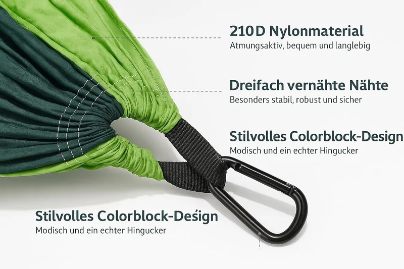 Hängematte Fallschirmseide Hängeliege Schaukel Liege | 2 Typen & viele Größen
