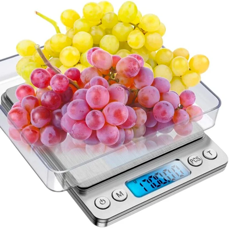 Digitale Küchenwaage 0,1g-500g Genauigkeit LCD Display mit 2 Schalen & Tara