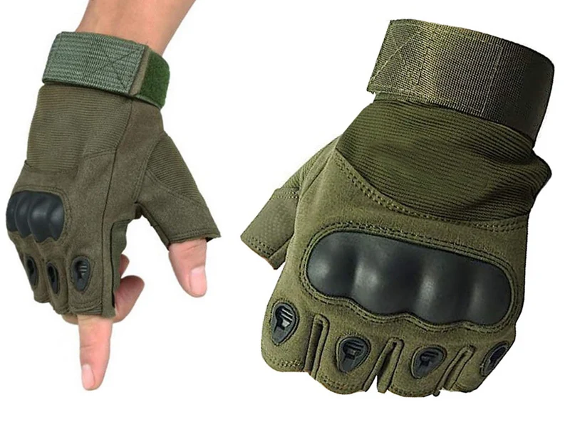 Taktische Fingerlose Handschuhe XL – Militär Outdoor Handschuhe mit Knöchelschutz für Fahrrad, Airsoft, Arbeit und Survival 5904800123752