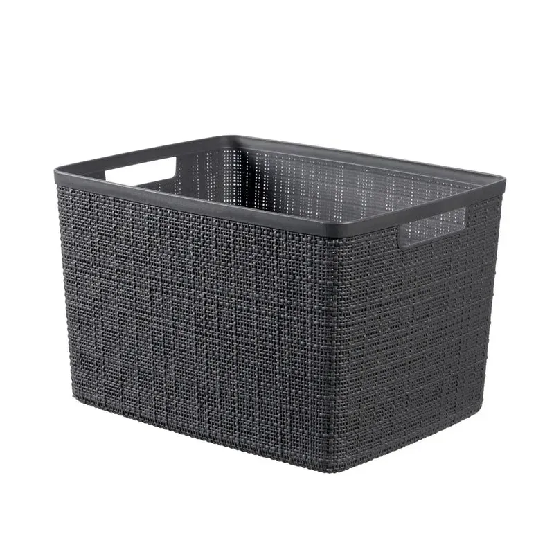 Panier rectangulaire gris Curver en jute 20l cm 36x28x23 h