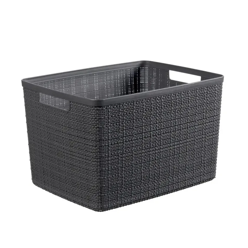 Panier rectangulaire gris Curver en jute 20l cm 36x28x23 h