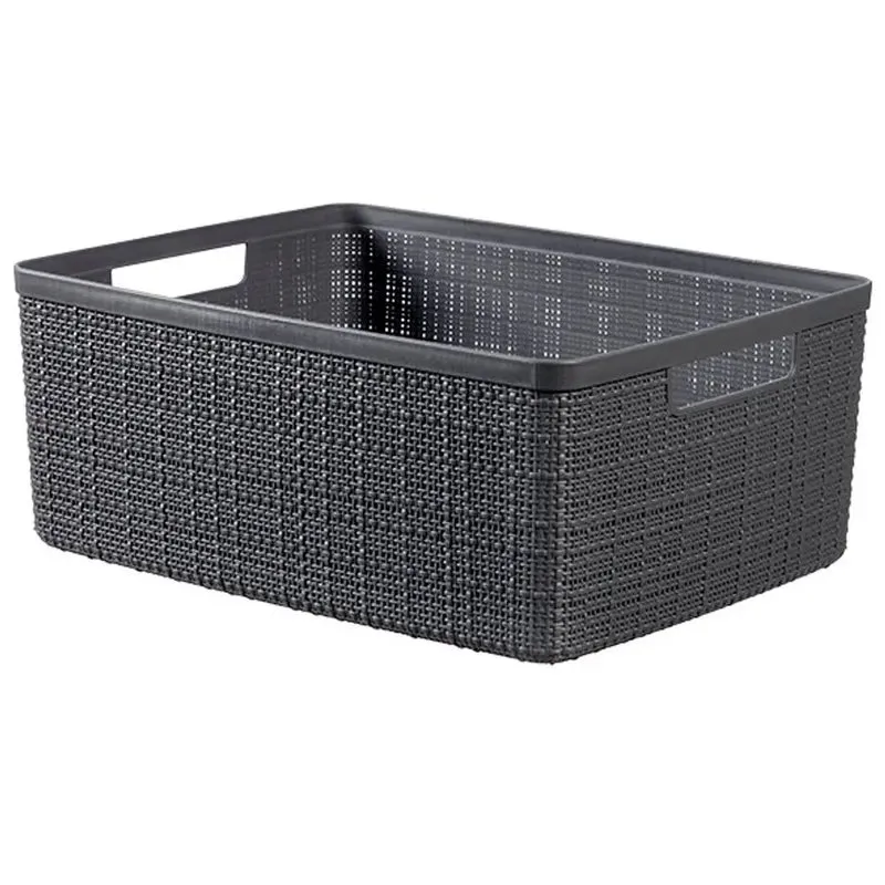 Panier rectangulaire gris Curver en jute 12l cm 36x28x15 h
