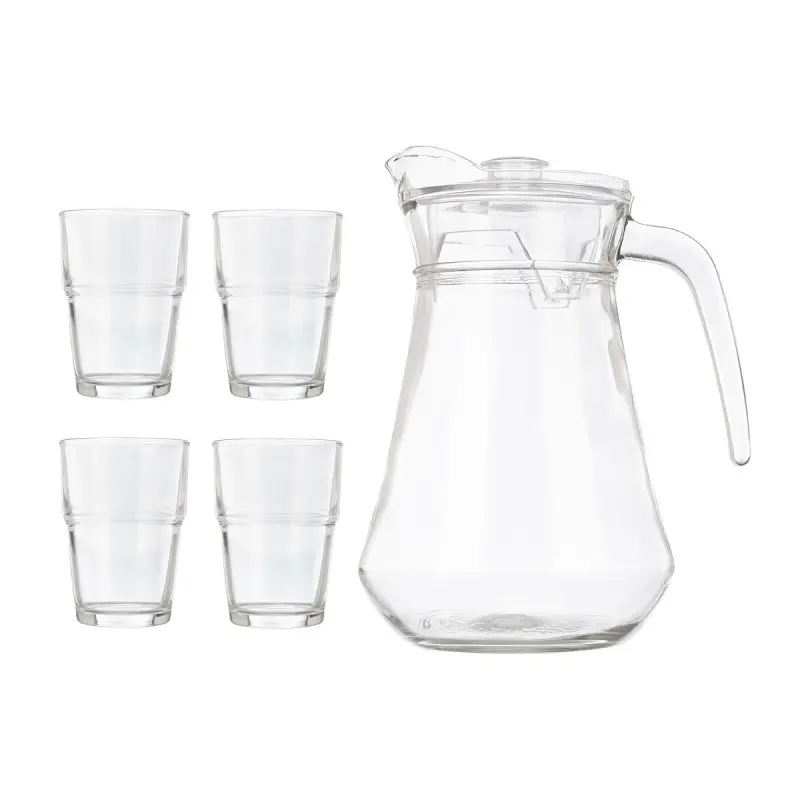 Coffret 5 pièces avec pichet de 1,3 L et 4 verres de 270 ml