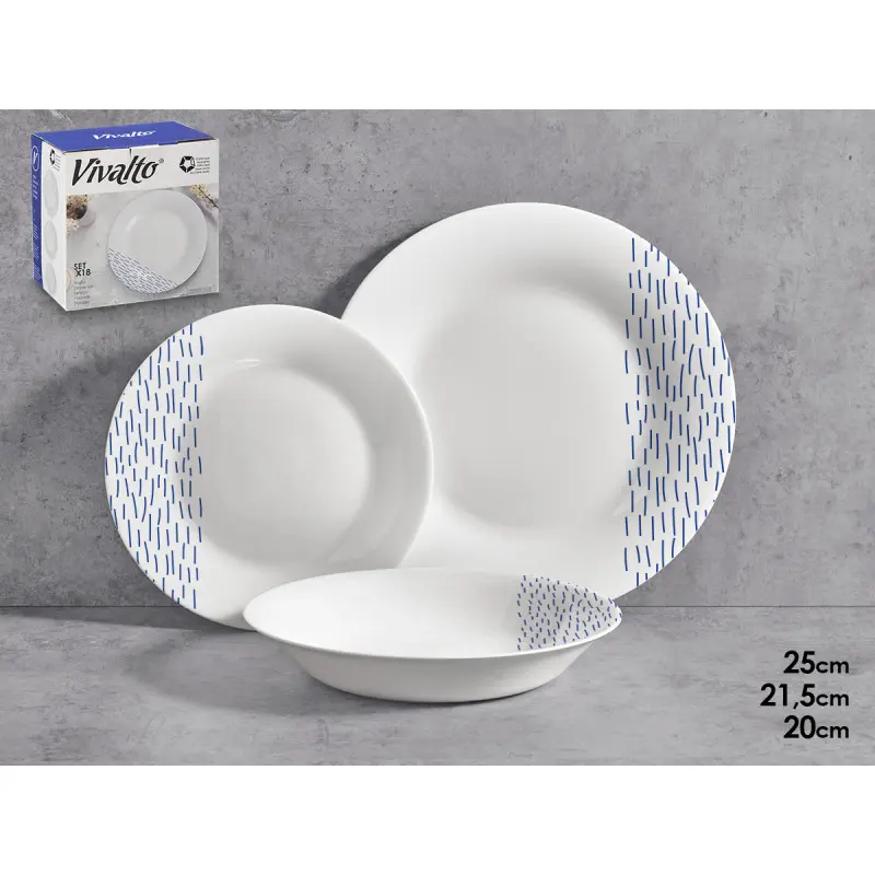 Ensemble de 18 assiettes rondes décorées