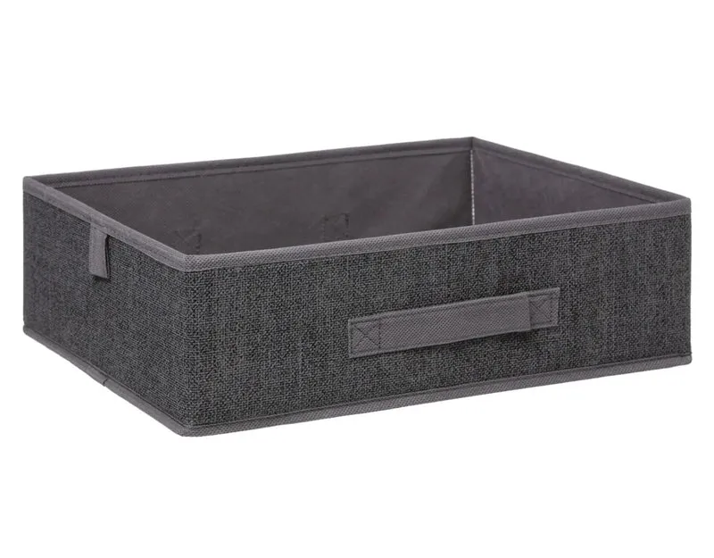 Boîte de rangement gris foncé 36x28x11h cm
