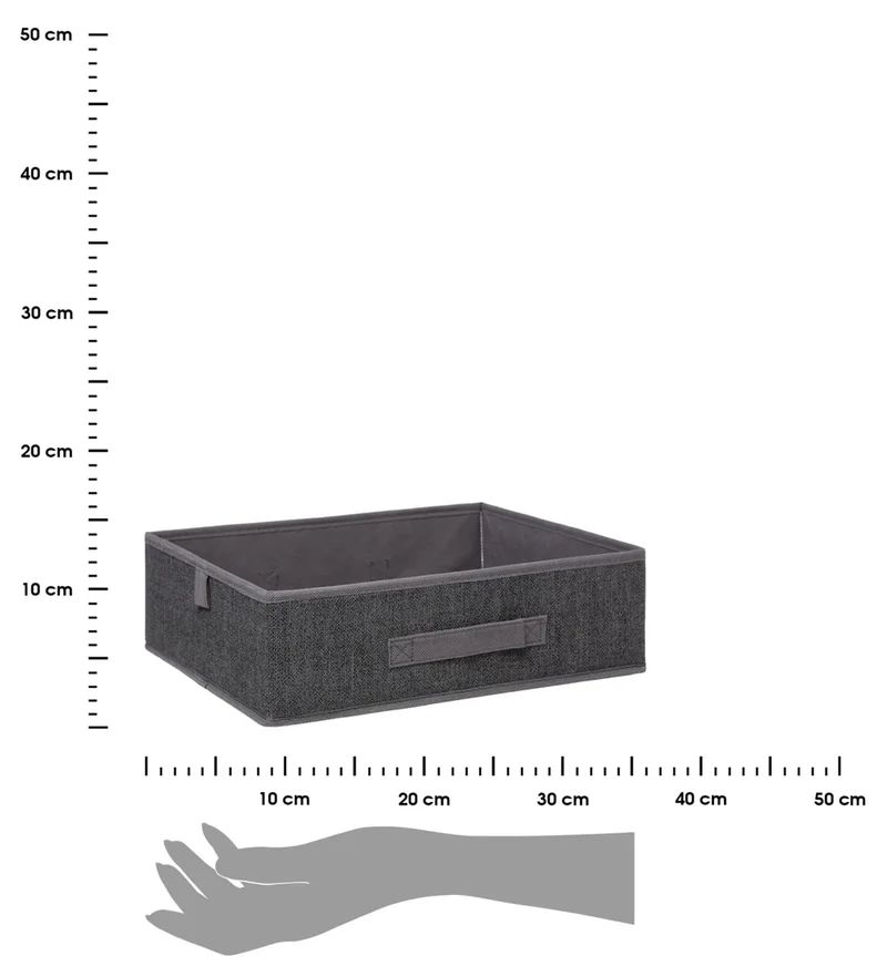 Boîte de rangement gris foncé 36x28x11h cm