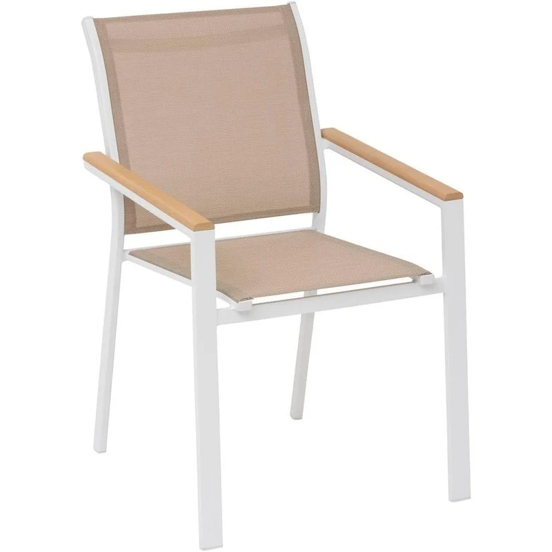 Chaise Essentia avec accoudoirs lin-blanc 63x56x88h cm