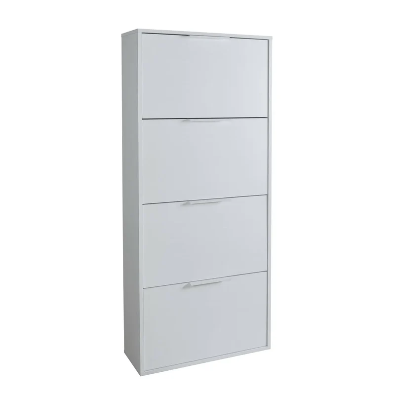 Etagère à chaussures 4 abattants blanc brillant 65x25x147 cm h