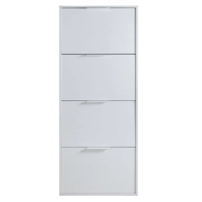 Etagère à chaussures 4 abattants blanc brillant 65x25x147 cm h