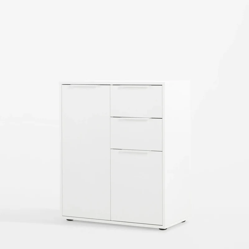 Armoire 2 portes + 2 tiroirs blanc brillant 72x35x87h cm