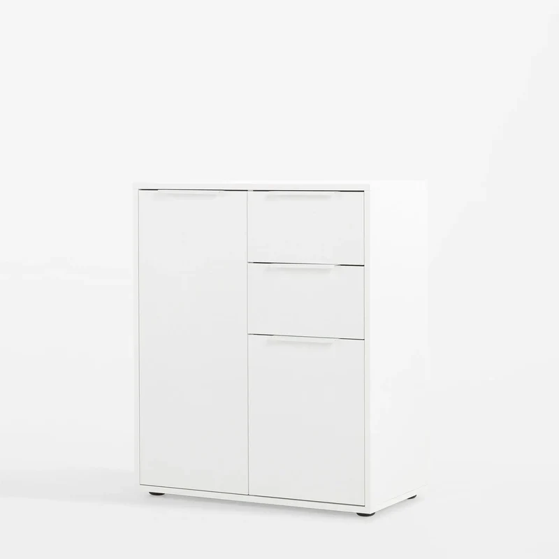 Armoire 2 portes + 2 tiroirs blanc brillant 72x35x87h cm