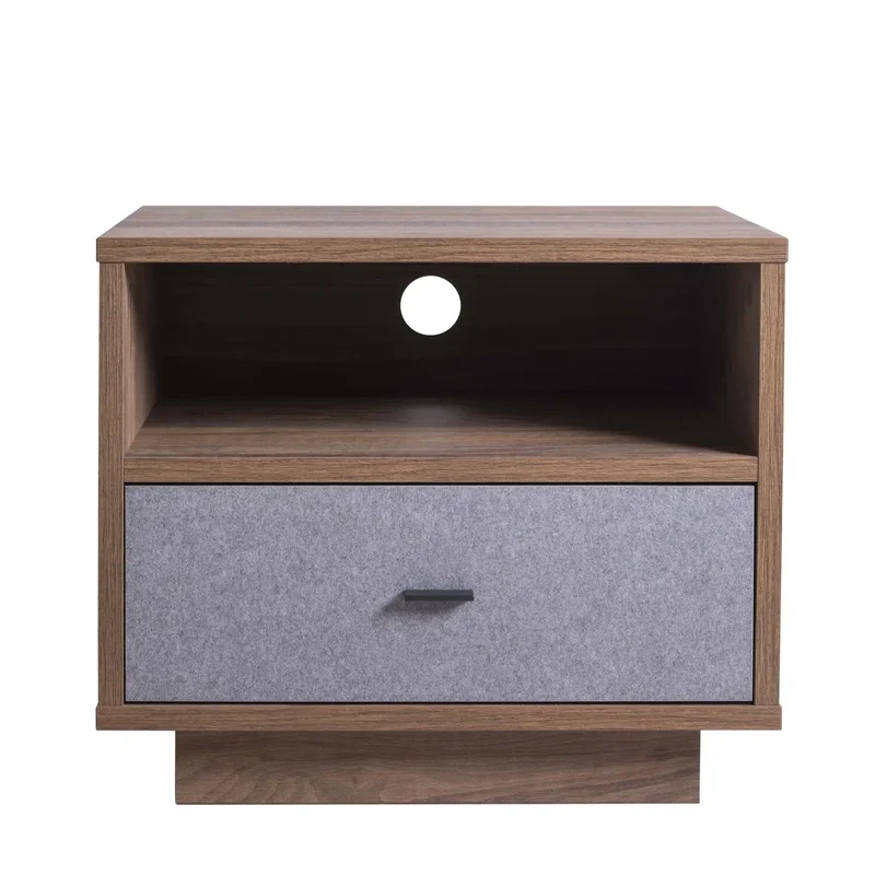 Table de chevet 1 tiroir gris noyer 60x40x51h cm