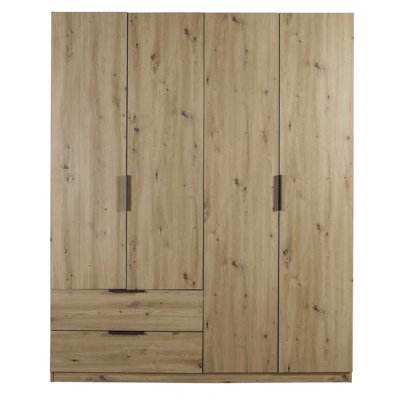 Armoire avec 4 portes et 2 tiroirs 162x58 cm chêne artisanal