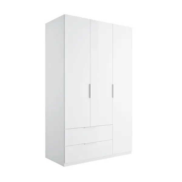 Armoire 3 portes et 2 tiroirs 122x58 cm blanc
